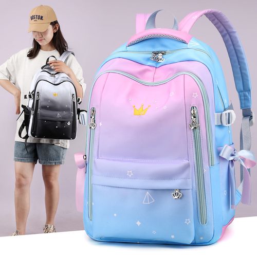 书包女初中高中小学生大容量轻便减负高颜值双肩背包多层休闲百搭
